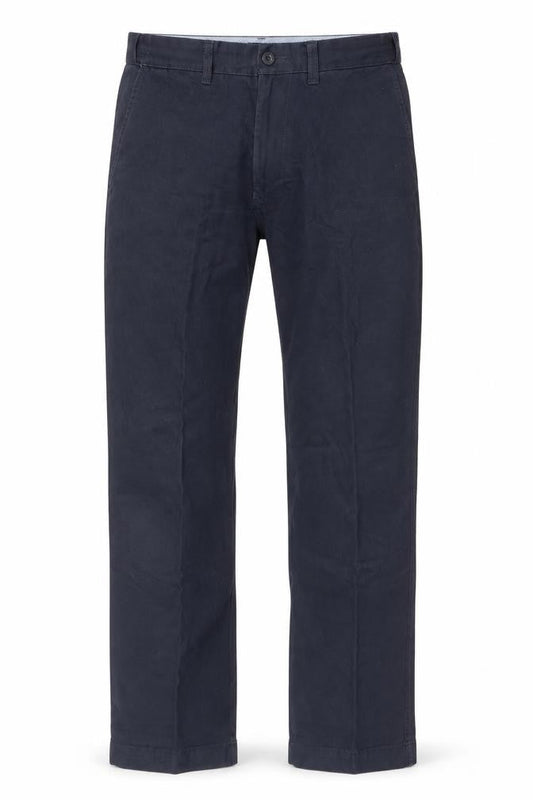 Front view of Marks & Spencer men’s blue straight jeans, size 32, in, 31-inch leg
