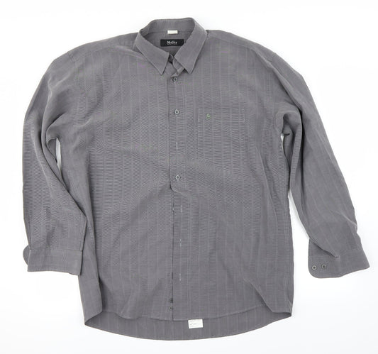 Melka Mens Grey    Button-Up Size L