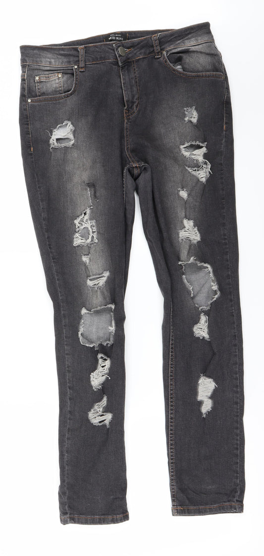 Selected Womens Grey   Straight Jeans Size 12 L27 in