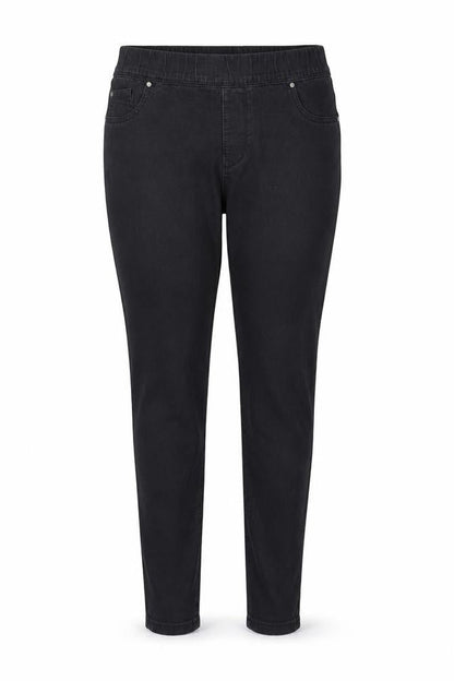 Front view of denim co women’s grey trousers, size UK 14, 27-inch leg