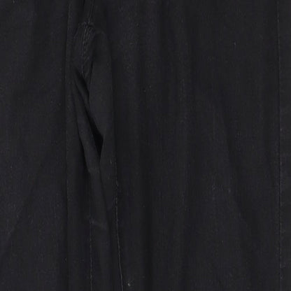 Close-up detail of denim co women’s grey trousers, size UK 14, 27-inch leg