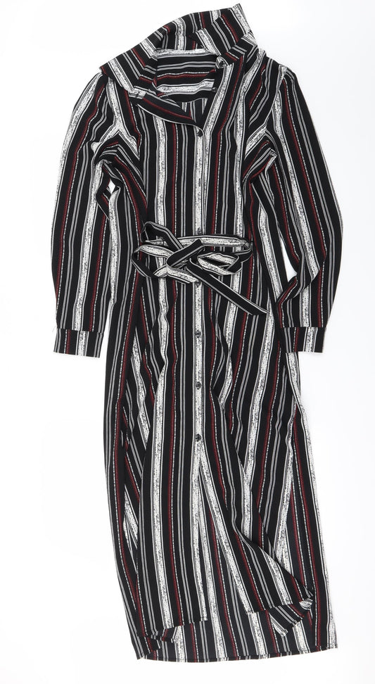 Preworn Womens Black Striped  Bodycon  Size XS