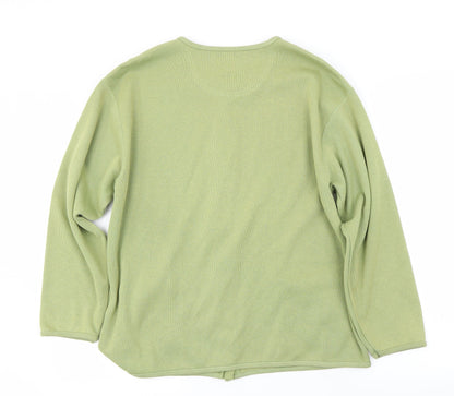 Back view of Dash women’s green cardigan jumper, size S