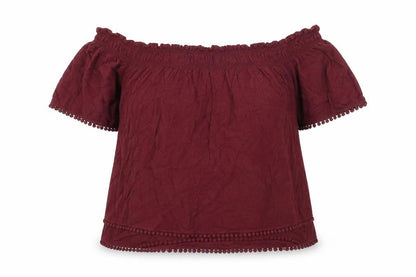 Front view of New Look women’s purple basic blouse, size UK 14
