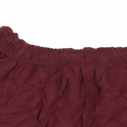 Close-up detail of New Look women’s purple basic blouse, size UK 14