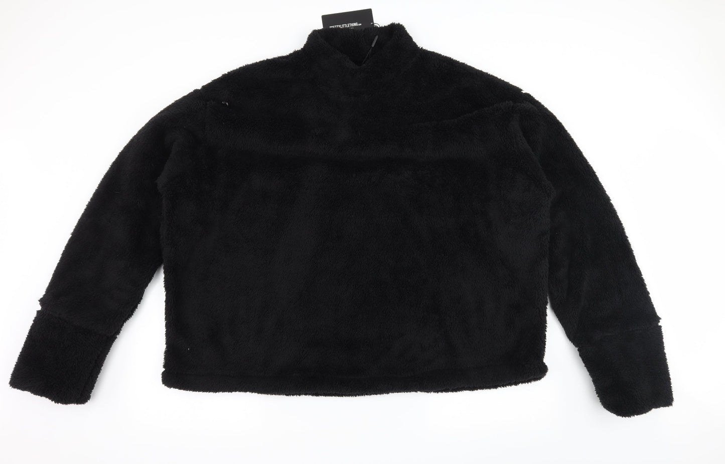 PRETTYLITTLETHING Womens Black  Microfibre Pullover Sweatshirt Size 8