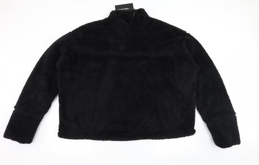 PRETTYLITTLETHING Womens Black  Microfibre Pullover Sweatshirt Size 8