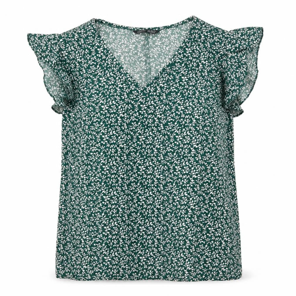 SheIn Womens Green Floral  Basic Blouse Size S