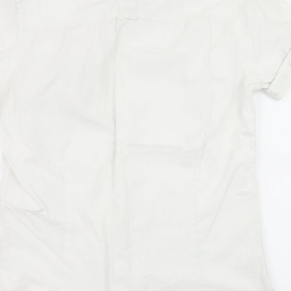 Brand and care label for XSIDE men’s white button-up, size S