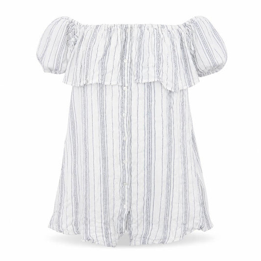New Look Womens White Striped  Basic Blouse Size M