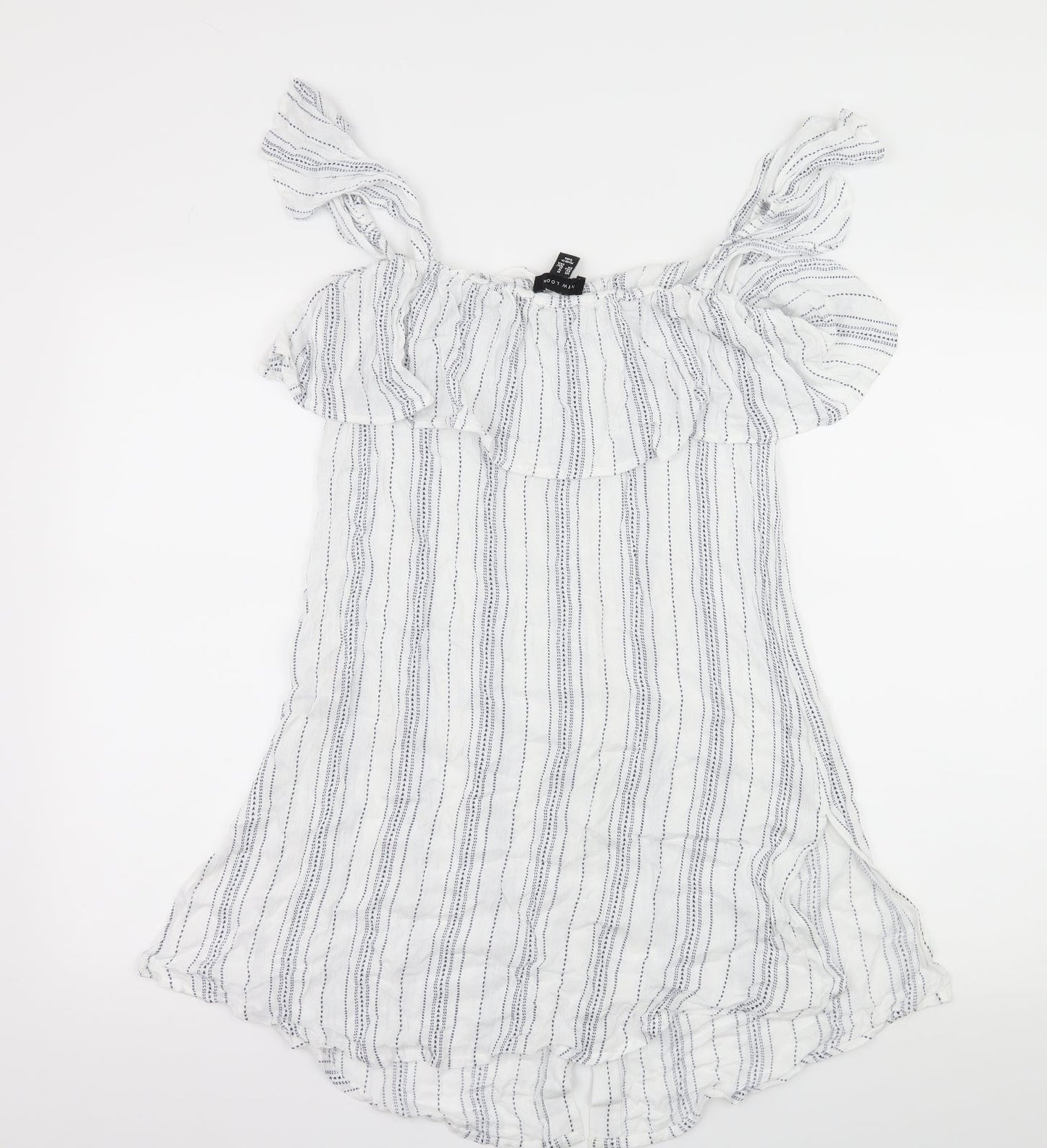 New Look Womens White Striped  Basic Blouse Size M