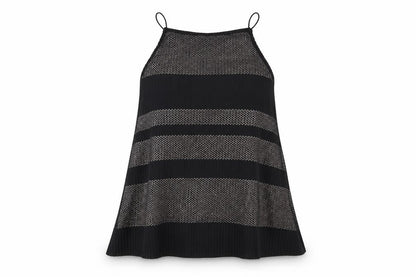Front view of Warehouse women’s black striped basic blouse, size UK 12