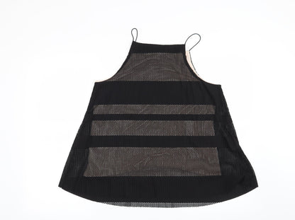 Back view of Warehouse women’s black striped basic blouse, size UK 12