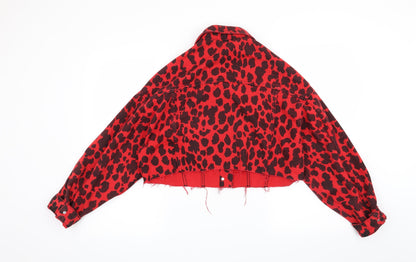 Back view of Miss Toxic women’s red animal print jacket, size UK 8