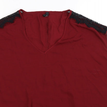 Close-up detail of Arcadia women’s brown basic blouse, size UK 18