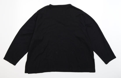 Back view of ELVI women’s black pullover sweatshirt, size M, - oversized