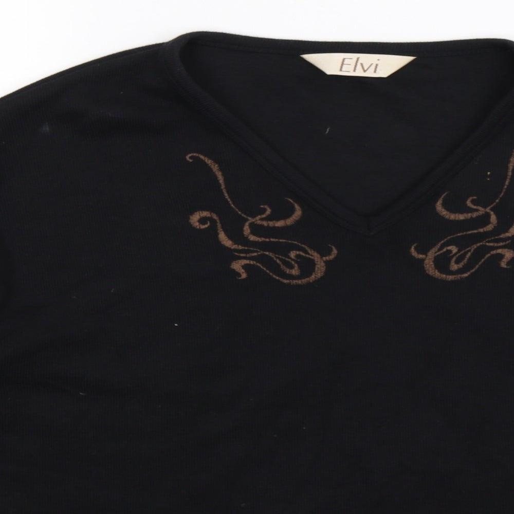 ELVI Womens Black   Pullover Sweatshirt Size M  - Oversized