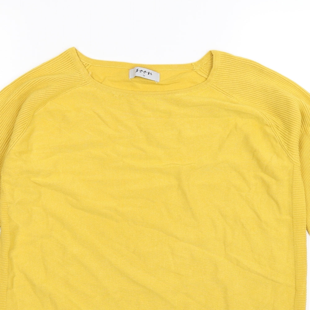 Soon Womens Yellow  Knit Pullover Jumper Size M