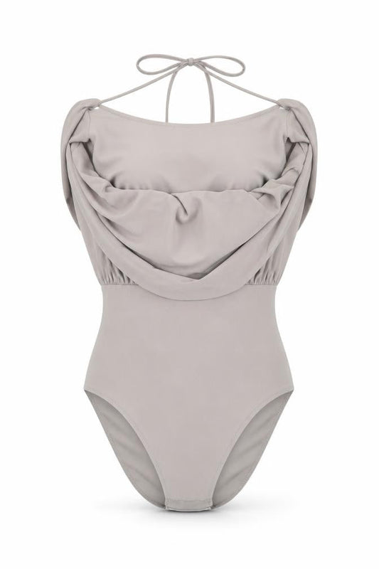 Front view of Love women’s grey bodysuit one-piece, size UK 8