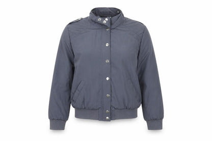 Front view of H&M women’s grey jacket coat, size UK 12