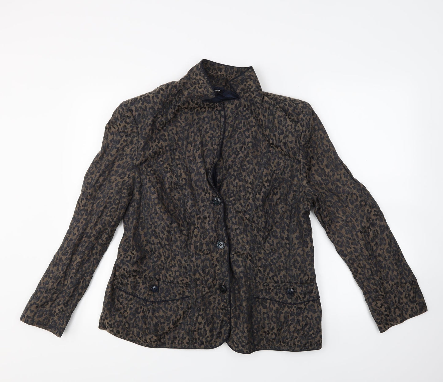 Gary Weber Womens Brown Animal Print  Jacket  Size 18