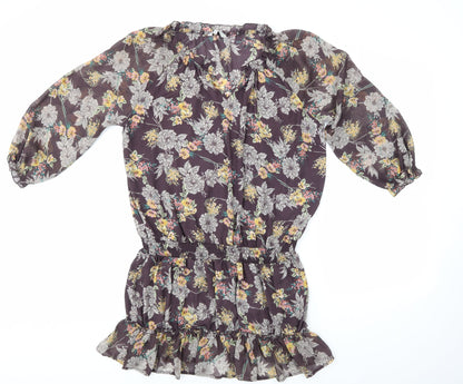 Preloved Peacocks Womens Blue Floral  Sheath  Size 16 - Front