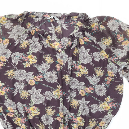 Preloved Peacocks Womens Blue Floral  Sheath  Size 16 - Detail