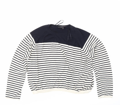 Additional front view of Topshop women’s blue striped jumper, size UK 10