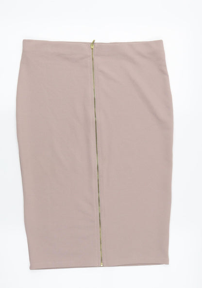 Back view of Warehouse women’s pink a-line skirt, size UK 10