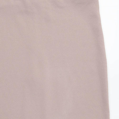 Close-up detail of Warehouse women’s pink a-line skirt, size UK 10