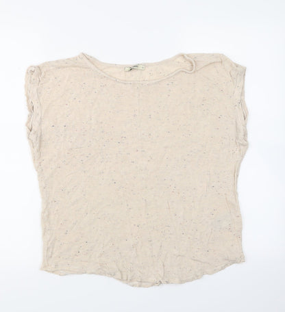 Additional front view of Oasis women’s ivory jersey blouse, size M