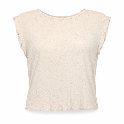 Front view of Oasis women’s ivory jersey blouse, size M