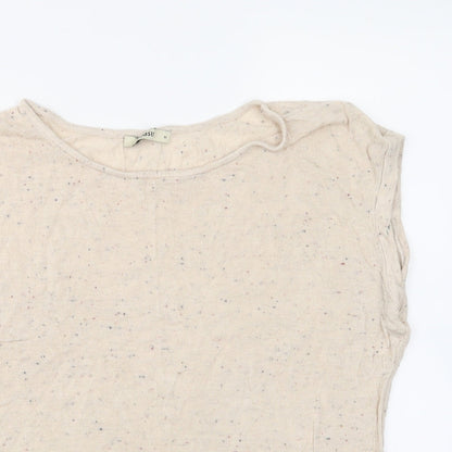 Close-up detail of Oasis women’s ivory jersey blouse, size M