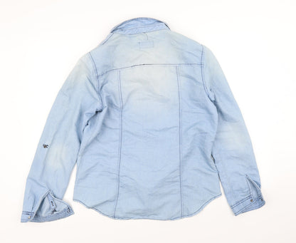 Back view of SI SONO women’s blue overcoat coat, size L
