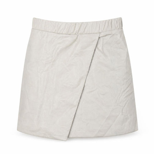 Front view of Topshop women’s beige a-line skirt, size UK 8