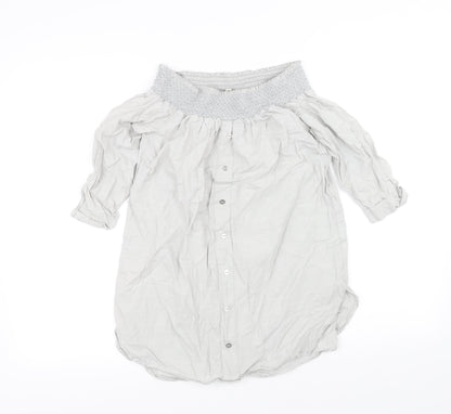 Additional front view of River Island women’s grey basic t-shirt, size UK 8