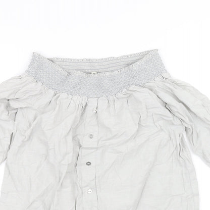 Close-up detail of River Island women’s grey basic t-shirt, size UK 8
