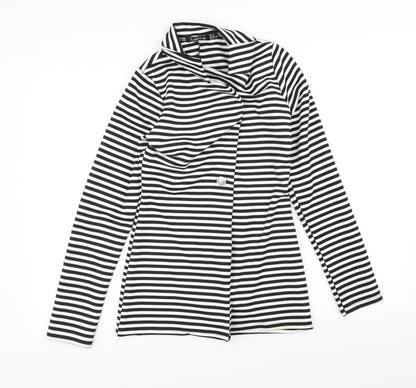 Additional front view of Lustre women’s black striped jacket, size UK 8
