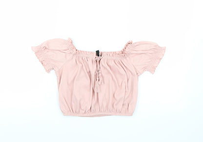 Additional front view of Divided by H&M women’s pink cropped tank, size S