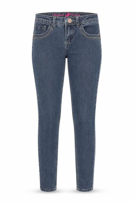 Front view of Denim co. women’s blue denim skinny jeans, size UK 8, 30-inch leg