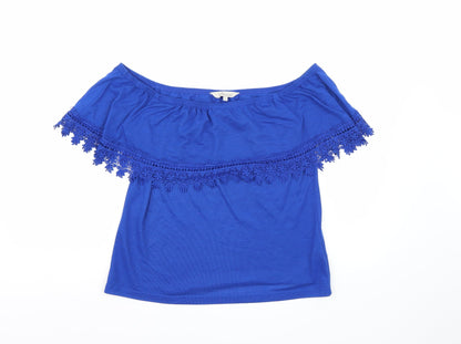 Additional front view of Peacocks women’s blue basic blouse, size UK 8