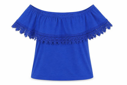 Front view of Peacocks women’s blue basic blouse, size UK 8