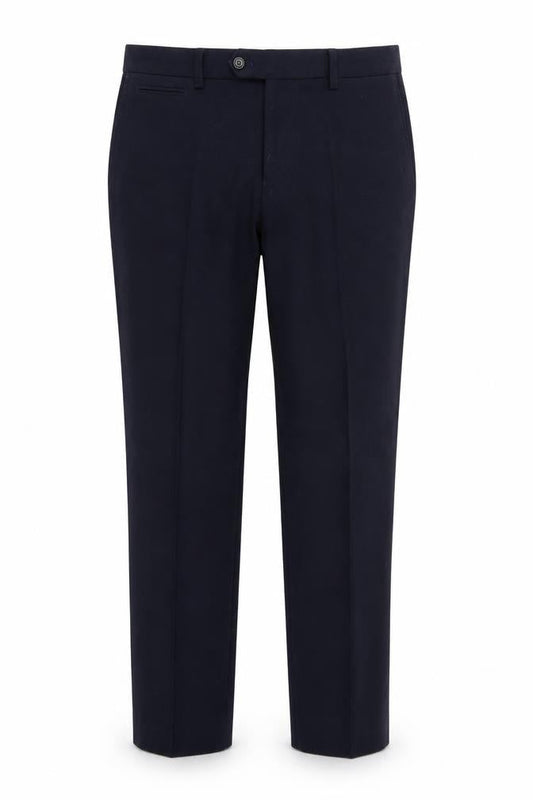 Front view of Next men’s blue rayon dress pants trousers, 29-inch leg