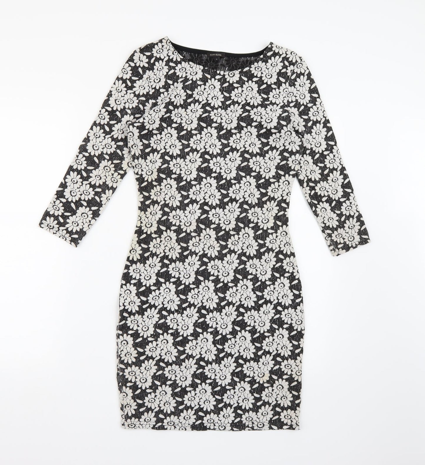 River Island Womens Black Floral  A-Line  Size 8