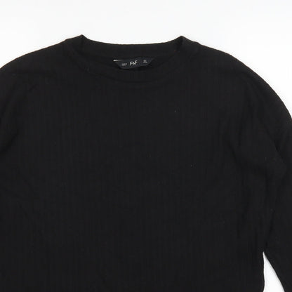 Close-up detail of F&F women’s black jumper, size UK 6