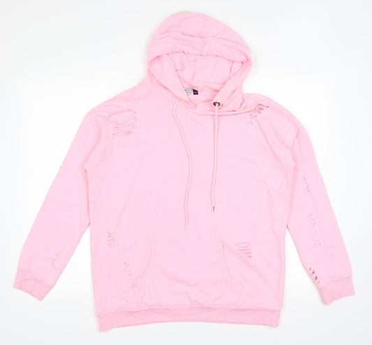 Select Womens Pink   Pullover Hoodie Size 10  - Distressed