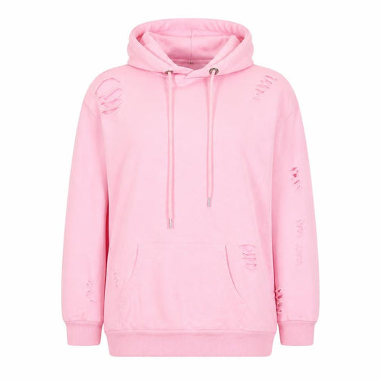 Front view of Select women’s pink pullover hoodie, size UK 10, - distressed