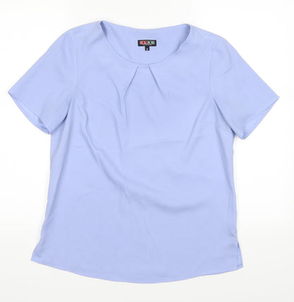 Additional front view of Clads Scotland women’s purple basic blouse, size UK 8