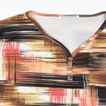Close-up detail of f.d.joseph women’s brown basic blouse, size XL