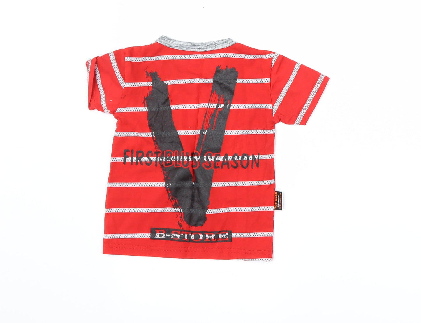 Top Gear Boys Red Striped  Basic T-Shirt Size 9-12 Months